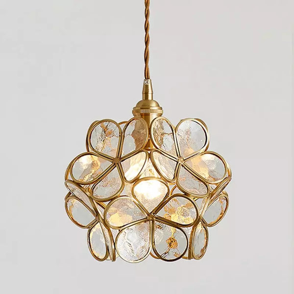 Lights & Brights Retro Floral Glass Pendant Light – Glass & Brass