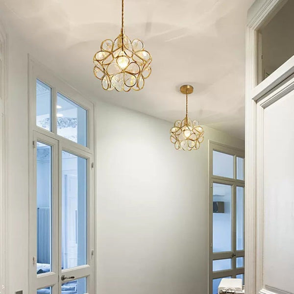 Lights & Brights Retro Floral Glass Pendant Light – Glass & Brass