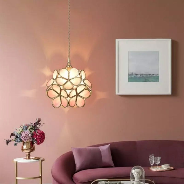 Lights & Brights Retro Floral Glass Pendant Light – Glass & Brass