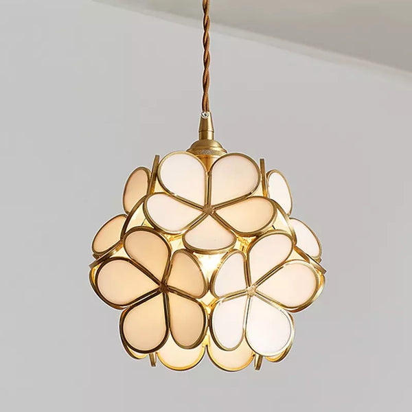 Lights & Brights Retro Floral Glass Pendant Light – Glass & Brass