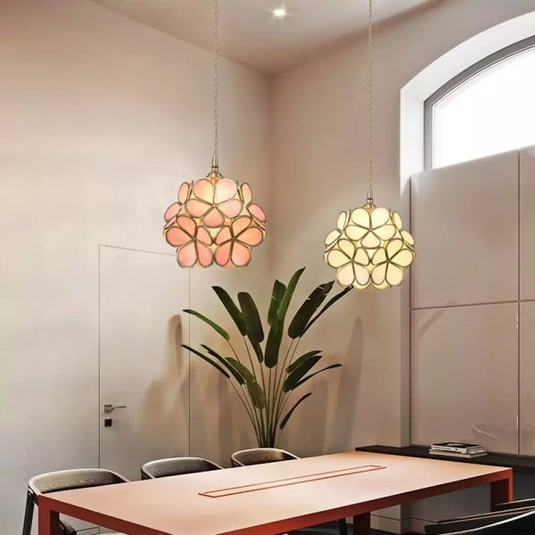 Lights & Brights Retro Floral Glass Pendant Light – Glass & Brass