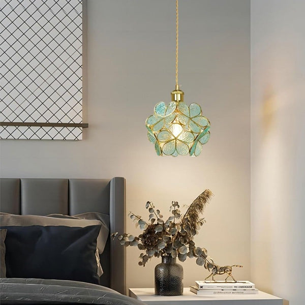 Lights & Brights Retro Floral Glass Pendant Light – Glass & Brass