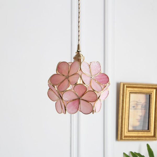 Lights & Brights Retro Floral Glass Pendant Light – Glass & Brass