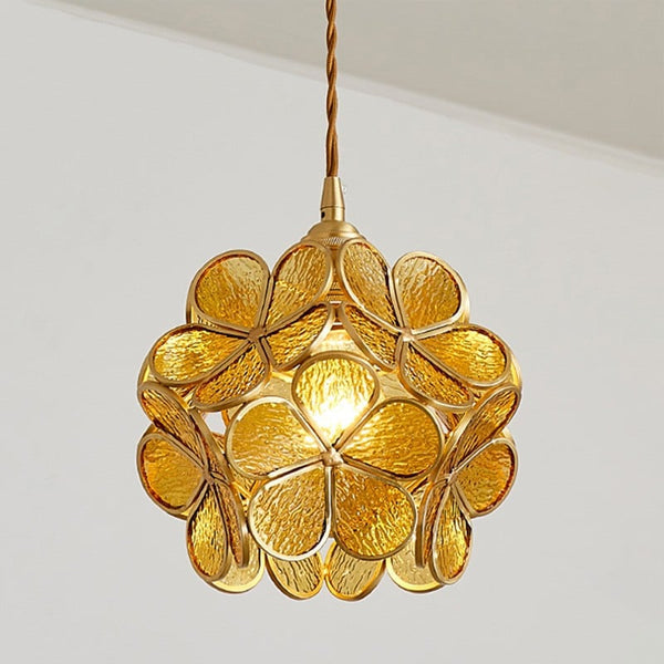 Lights & Brights Retro Floral Glass Pendant Light – Glass & Brass