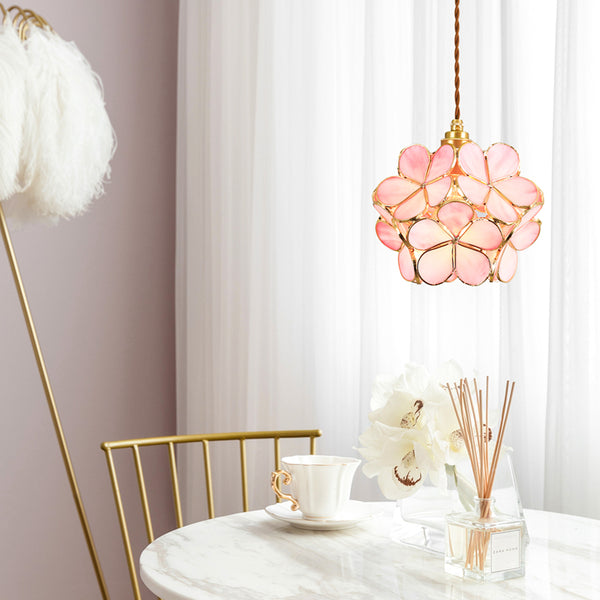 Lights & Brights Retro Floral Glass Pendant Light – Glass & Brass