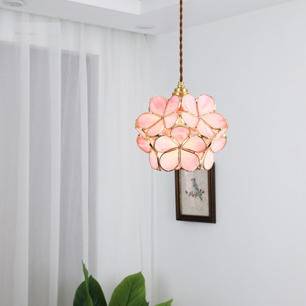 Lights & Brights Retro Floral Glass Pendant Light – Glass & Brass